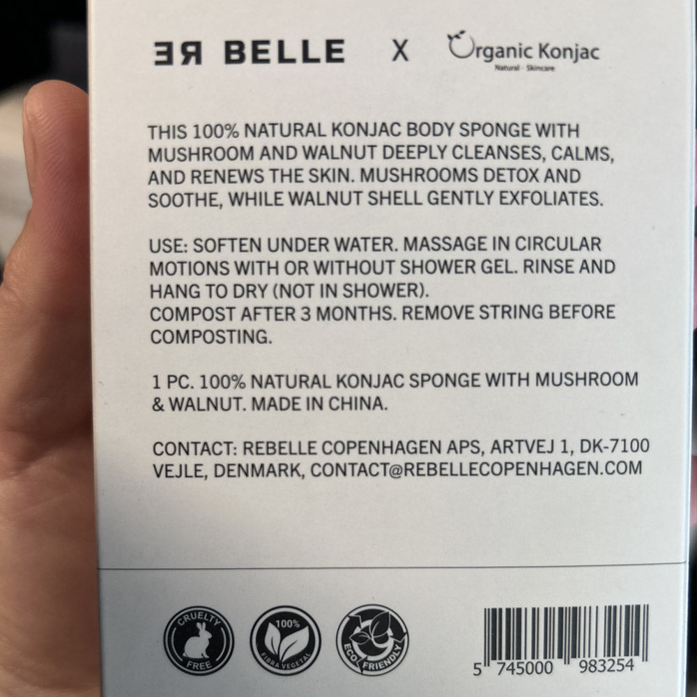 ReBelle x Organic Konjac Body Sponge – Mushroom & Walnut Shell