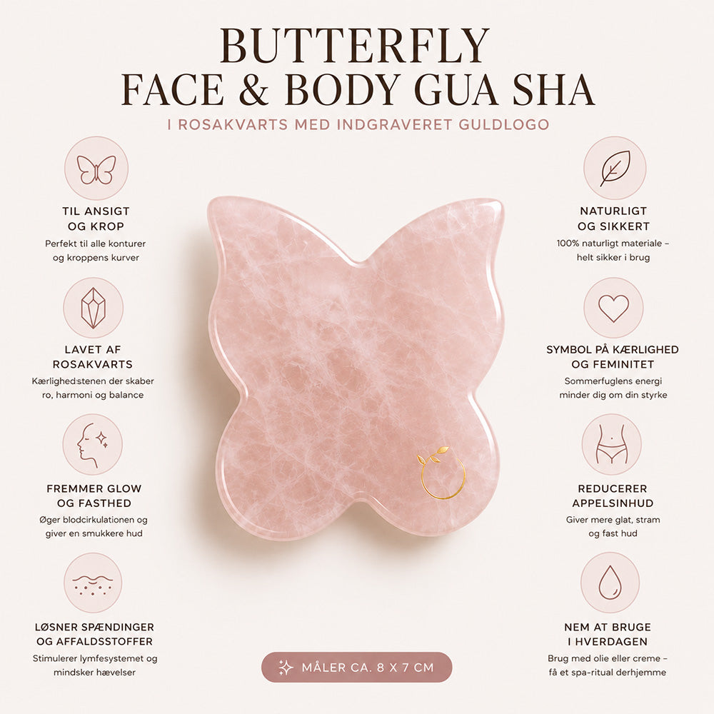 Butterfly Face & Body Gua Sha - Rosakvarts