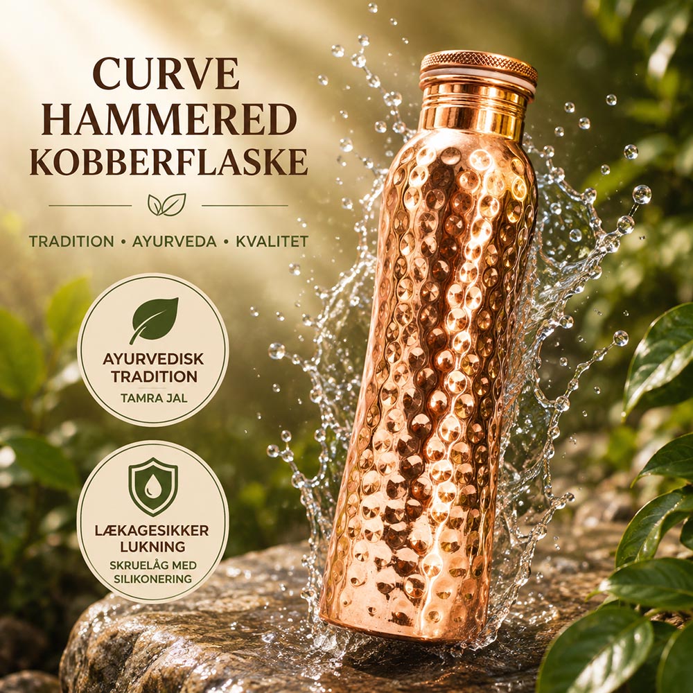 Kobber Vandflaske Hamret - 900 ml