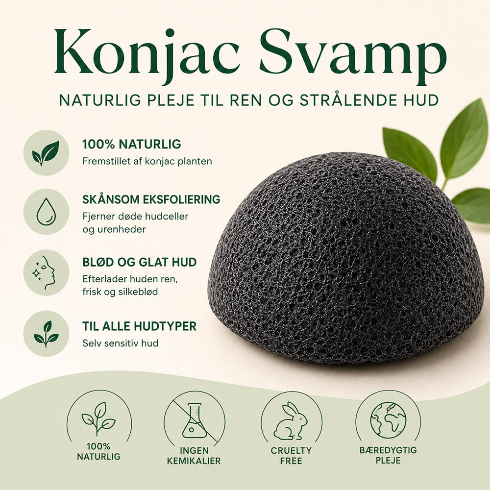 Organic Konjac Svamp Bamboo Charcoal - Uren hud