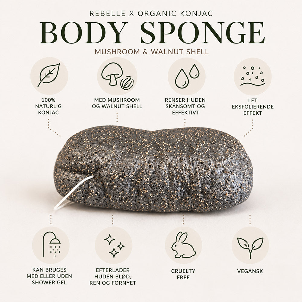 ReBelle x Organic Konjac Body Sponge – Mushroom & Walnut Shell